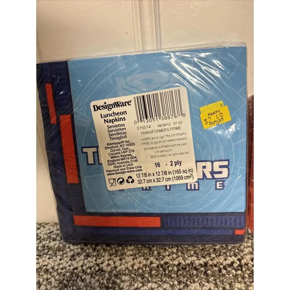 Trans Formers Party Lot - NEW 8pk Mask, 2 8pk Napkins & 2 8pk Invite/Thank Cards